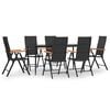 vidaXL 7 pcs conjunto de jantar para jardim vime PE castanho