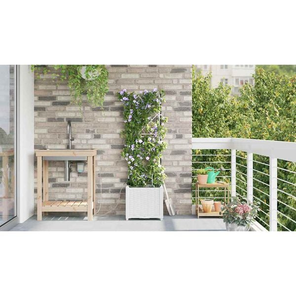 vidaXL Vaso de Jardim Branco 40 x 40 x 142 cm Pl&aacute;stico