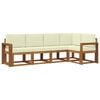 vidaXL Conjunto de Sof&aacute;s para Exterior 5 unid. Natural e Creme
