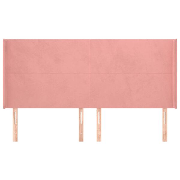 vidaXL Cabeceira cama c/ abas veludo 183x16x118/128 cm rosa