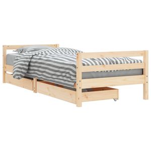 vidaXL Estrutura de cama infantil c/ gavetas 90x190 cm pinho maciço
