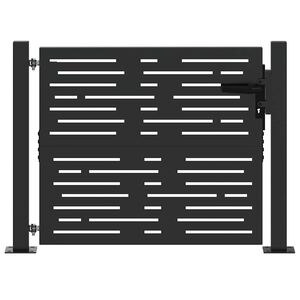 vidaXL Port&atilde;o de Jardim Preto 110 x 105 cm A&ccedil;o revestido a p&oacute;
