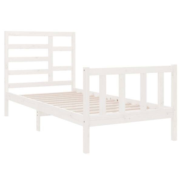 vidaXL Estrutura cama pequena solteiro 75x190 cm madeira maciça branco