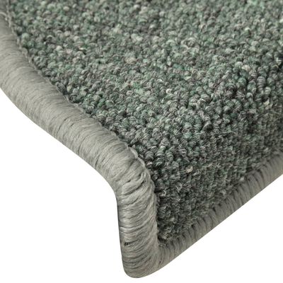 vidaXL Tapete/carpete para degraus 15 pcs 56x17x3 cm verde-escuro