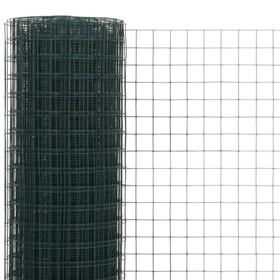 vidaXL Cerca arame galinheiro 10x0,5 m aço c/ revestimento PVC verde