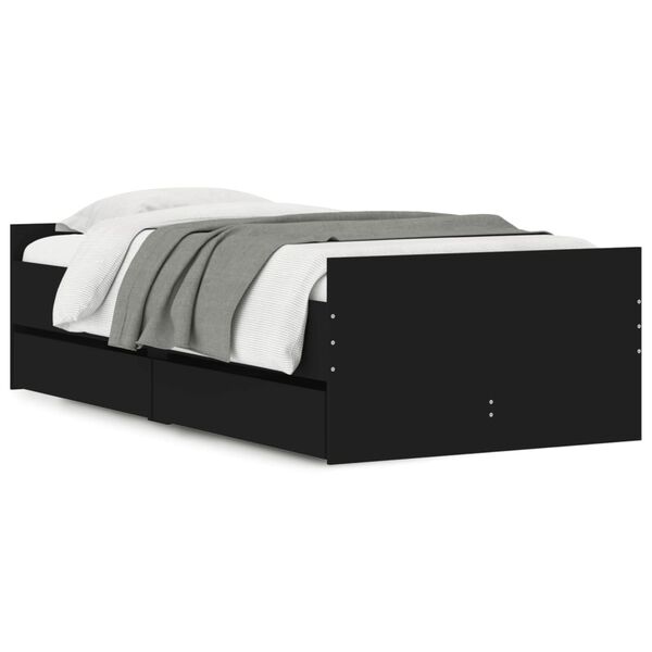 vidaXL Estrutura de cama com gavetas 90x190 cm preto