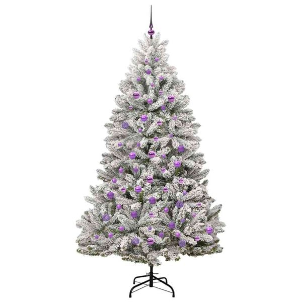 vidaXL &Aacute;rvore de Natal Artificial Verde e Branco 210 cm PVC e Metal