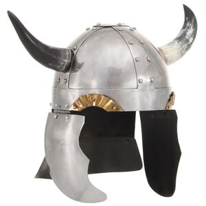 vidaXL Capacete de viking réplica LARP aço prateado