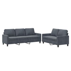 vidaXL 2 pcs conjunto de sof&aacute;s com almofad&otilde;es veludo cinzento-escuro