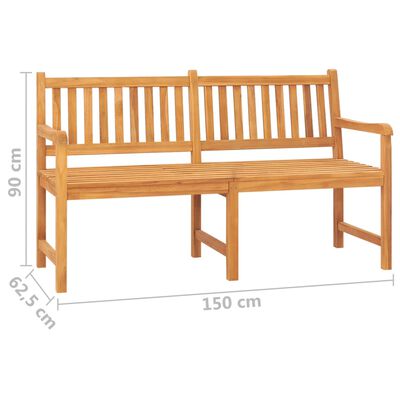 vidaXL Banco de jardim 3 lugares c/ mesa 150 cm madeira de teca maciça