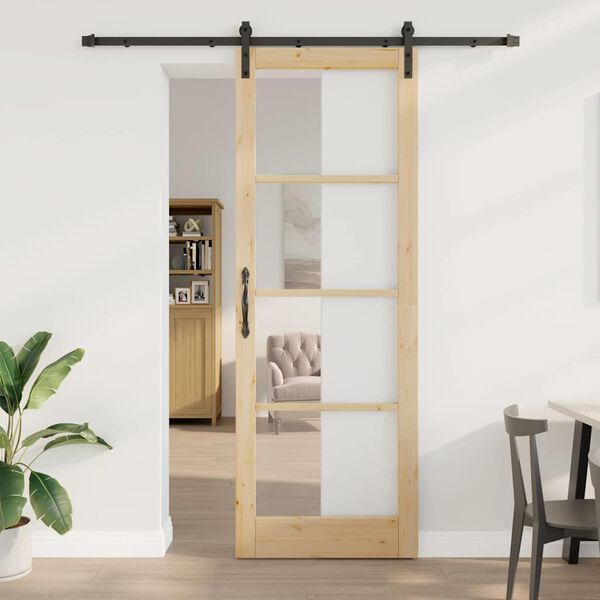 vidaXL Porta Deslizante ORKDAL Natural e Preto 83 x 232 cm