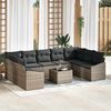 vidaXL Conjunto de Sof&aacute; de Jardim 10 pcs Cinzeto Rattan Sint&eacute;tico