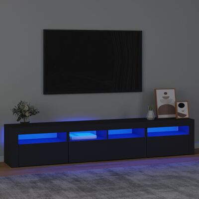 vidaXL Móvel de TV com luzes LED 210x35x40 cm preto