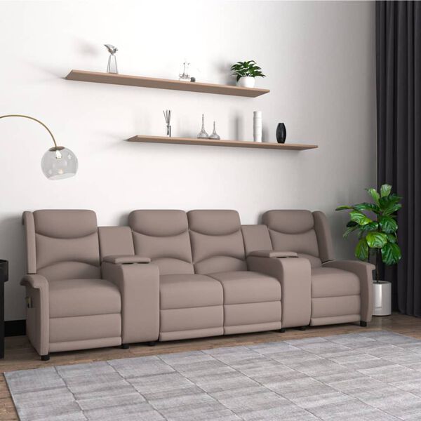 vidaXL Poltrona massagem 4lug. rel. c/ suporte copo cinza-acastanhado