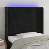 vidaXL Cabeceira de cama c/ luzes LED veludo 83x16x118/128 cm preto