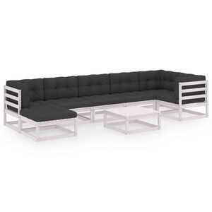 vidaXL 8 pcs conjunto lounge de jardim c/ almofadões pinho maciço