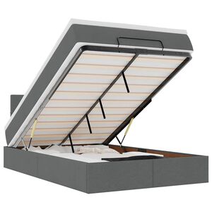 vidaXL Cama otomana com colch&atilde;o&LEDs 120x200 cm tecido cinzento escuro