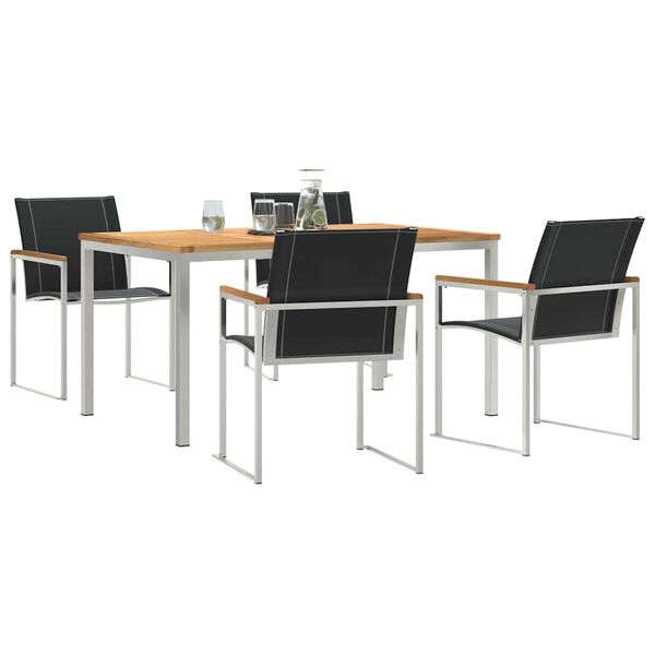 vidaXL ConjuntodeJantarparaJardim 5 pcs Madeira de Teak Sólida