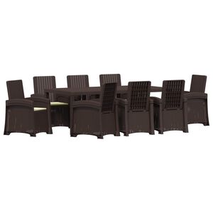 vidaXL Conjunto de Jantar para Jardim 9 unid. Castanho e Creme PP