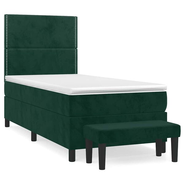 vidaXL Cama com molas/colch&atilde;o 80x200 cm veludo verde-escuro