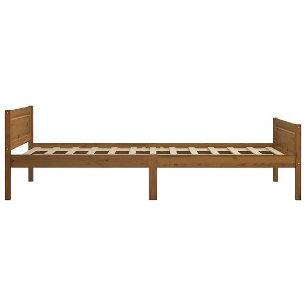 vidaXL Estrutura de cama 90x200 cm pinho maci&ccedil;o castanho mel