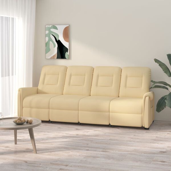 vidaXL Poltrona massagens 4 lug. reclinável tecido microfibra creme
