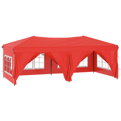 vidaXL Tenda para festas dobrável com paredes laterais 3x6 m vermelho
