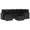 vidaXL 7 pcs conjunto de sof&aacute;s p/ jardim c/ almofad&otilde;es vime PE preto