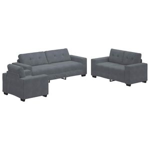 vidaXL Conjunto de Sof&aacute;s 3 unid. Cinza Escuro Veludo