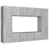 vidaXL 8 pcs conjunto de m&oacute;veis de TV contraplacado cinzento cimento