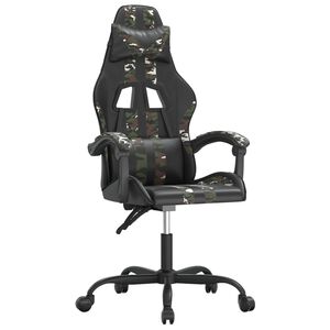 vidaXL Cadeira gaming girat&oacute;ria couro artificial preto e camuflado