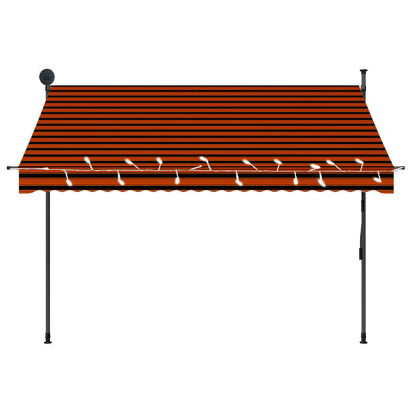vidaXL Toldo retr&aacute;til manual com LED 250 cm laranja e castanho