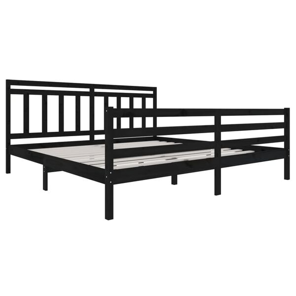 vidaXL Estrutura de cama 200x200 cm madeira maci&ccedil;a preto