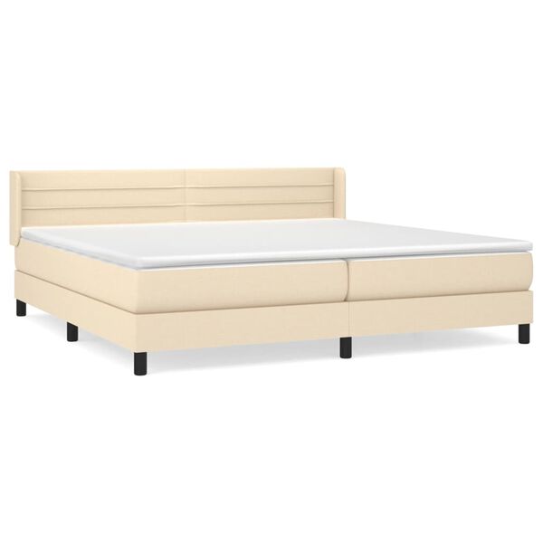 vidaXL Cama com molas/colch&atilde;o 200x200 cm tecido cor creme