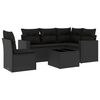 vidaXL 6 pcs conjunto sof&aacute;s de jardim c/ almofad&otilde;es vime PE preto