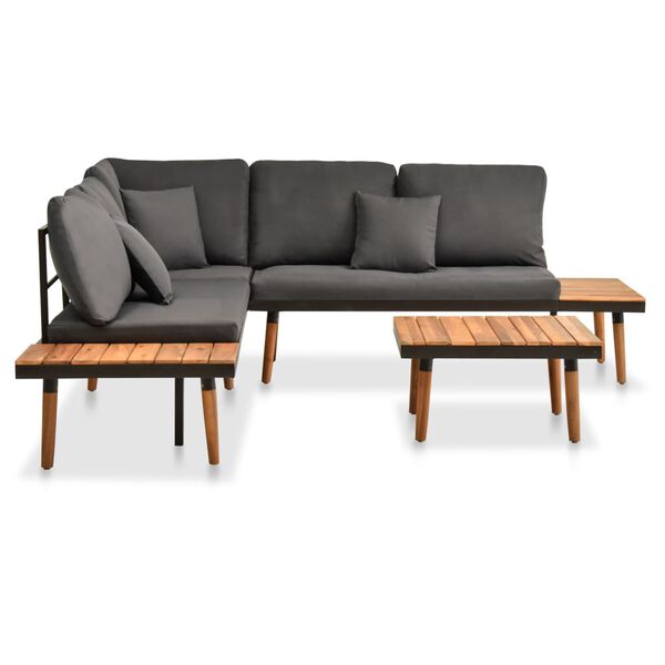vidaXL 4 pcs conj. lounge jardim c/ almofadões madeira acácia maciça