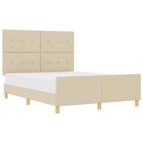 vidaXL Estrutura da Cama com cabeceira Creme 160 x 200 cm tecido