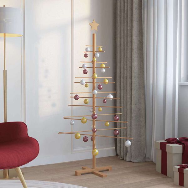 vidaXL &Aacute;rvore de Natal de Madeira com suporte Castanho 150 cm Bambu