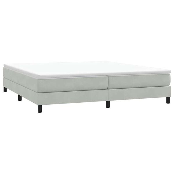vidaXL Cama com molas sem colch&atilde;o cinzento-claro 200x210 cm veludo
