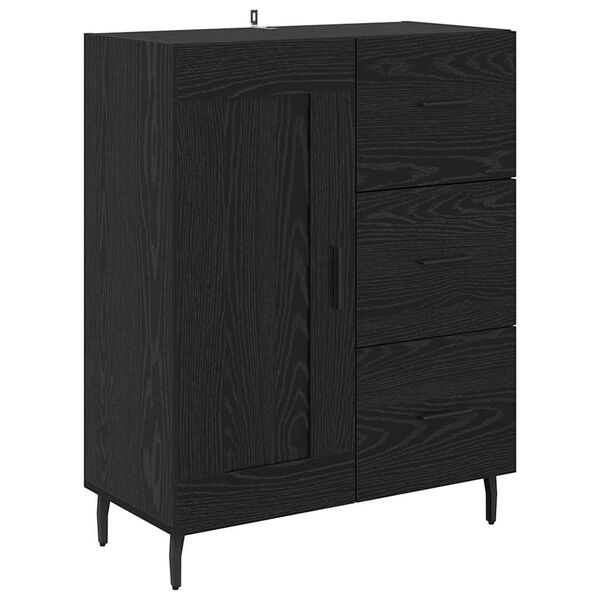 vidaXL Buffet com gaveta Carvalho Preto 69,5 x 34 x 90 cm