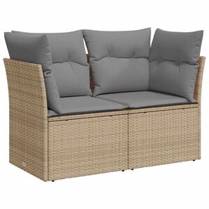 vidaXL Sof&aacute; de jardim de 2 lugares com almofad&otilde;es vime PE bege