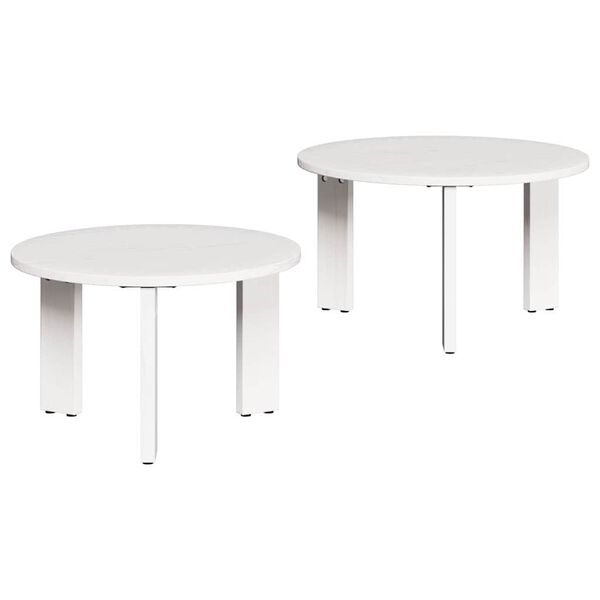 vidaXL Mesa de centro 2 pcs Branco Madeira de pinho maci&ccedil;a