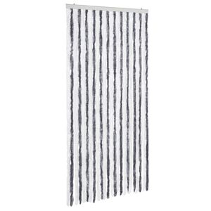 vidaXL Cortina anti-insetos 100x220 cm chenille cinzento e branco