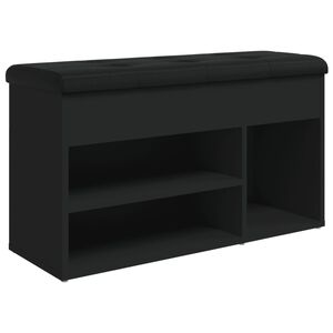vidaXL Banco sapateira 82x32x45,5 cm derivados de madeira preto