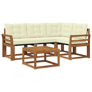 vidaXL Conjunto de Sof&aacute;s para Exterior 5 unid. Natural e Creme