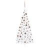 vidaXL Meia &aacute;rvore Natal artificial pr&eacute;-iluminada c/ bolas branco