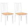 vidaXL Cadeiras de jantar 2 pcs madeira de seringueira maci&ccedil;a branco
