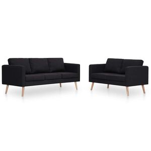 vidaXL 2 pcs conjunto de sof&aacute;s tecido preto
