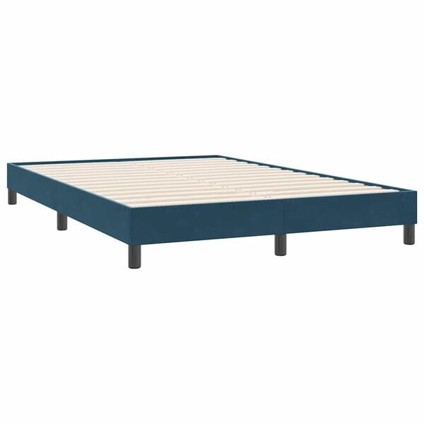 vidaXL Cama com molas sem colch&atilde;o 140x220 cm veludo azul-escuro