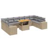 vidaXL 11 pcs conjunto sof&aacute;s de jardim c/ almofad&otilde;es vime PE bege